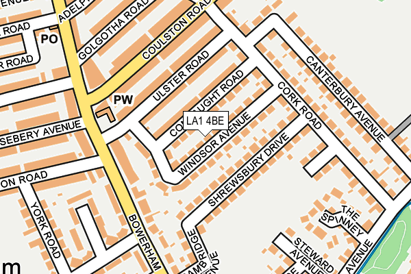 LA1 4BE map - OS OpenMap – Local (Ordnance Survey)