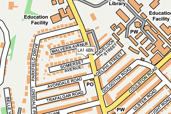 LA1 4BN map - OS OpenMap – Local (Ordnance Survey)