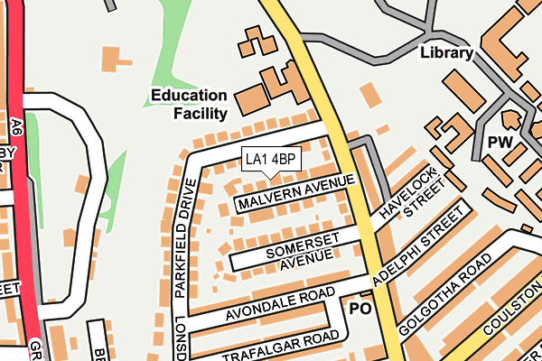 LA1 4BP map - OS OpenMap – Local (Ordnance Survey)