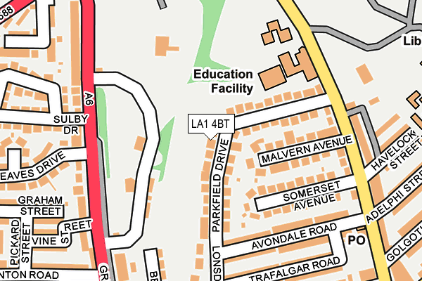LA1 4BT map - OS OpenMap – Local (Ordnance Survey)