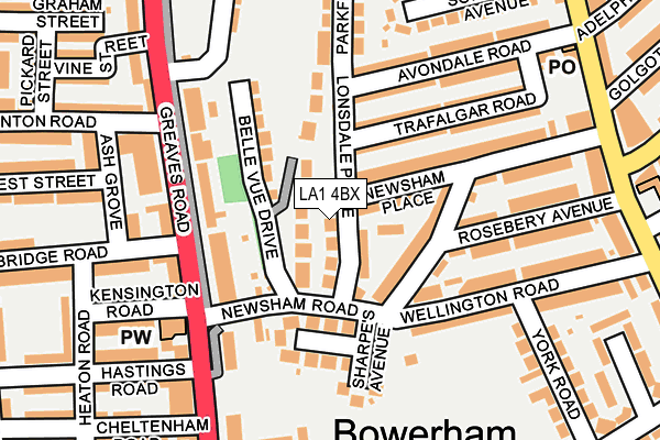 LA1 4BX map - OS OpenMap – Local (Ordnance Survey)