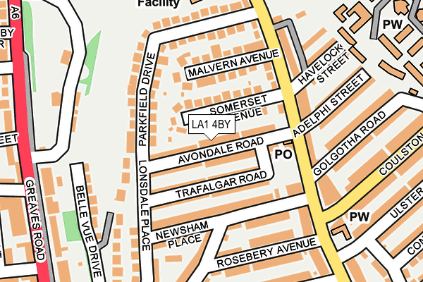 LA1 4BY map - OS OpenMap – Local (Ordnance Survey)