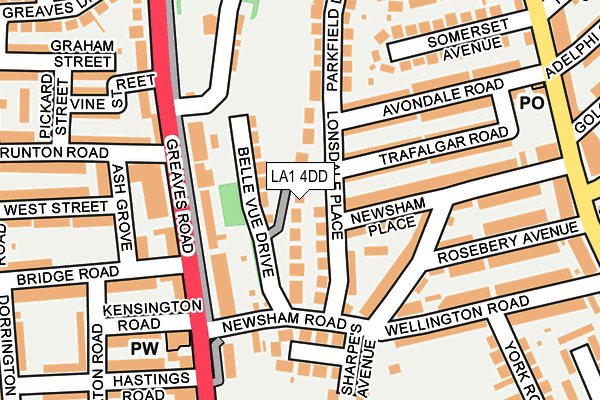 LA1 4DD map - OS OpenMap – Local (Ordnance Survey)