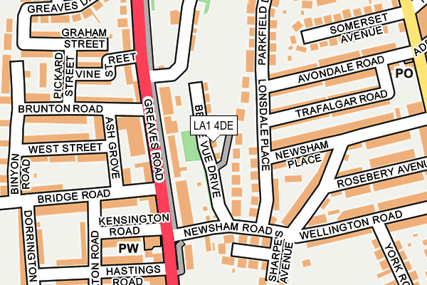LA1 4DE map - OS OpenMap – Local (Ordnance Survey)