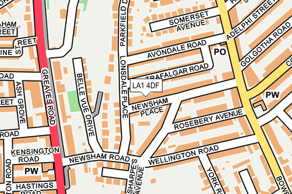 LA1 4DF map - OS OpenMap – Local (Ordnance Survey)