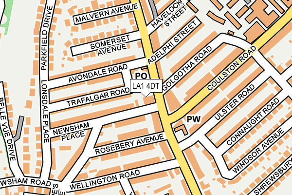 LA1 4DT map - OS OpenMap – Local (Ordnance Survey)