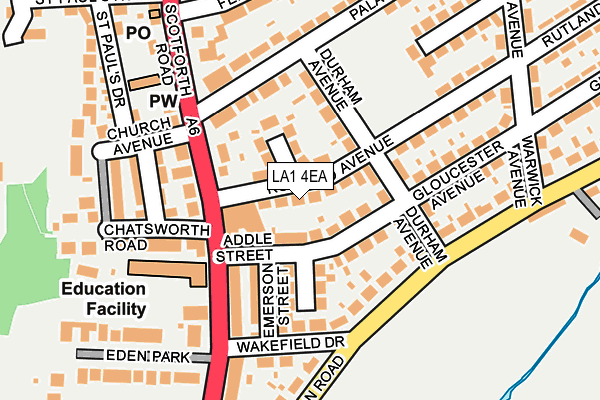 LA1 4EA map - OS OpenMap – Local (Ordnance Survey)