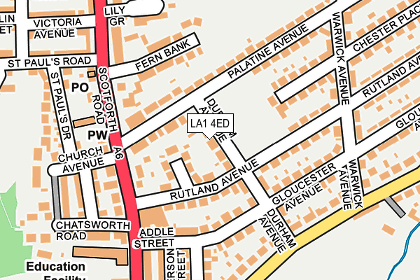 LA1 4ED map - OS OpenMap – Local (Ordnance Survey)