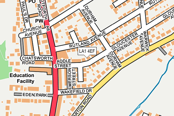 LA1 4EF map - OS OpenMap – Local (Ordnance Survey)