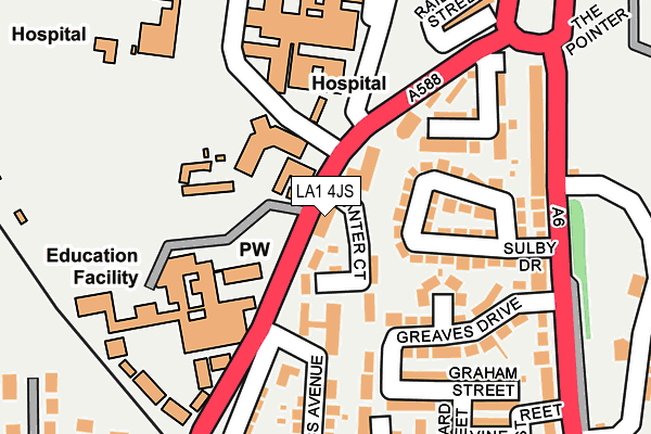 LA1 4JS map - OS OpenMap – Local (Ordnance Survey)