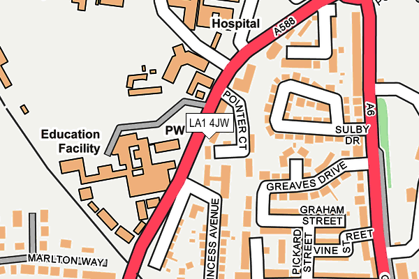 LA1 4JW map - OS OpenMap – Local (Ordnance Survey)