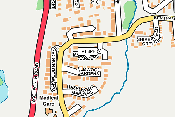 LA1 4PE map - OS OpenMap – Local (Ordnance Survey)