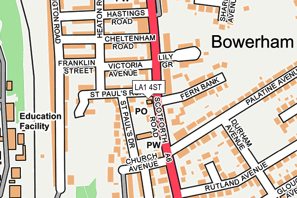 LA1 4ST map - OS OpenMap – Local (Ordnance Survey)