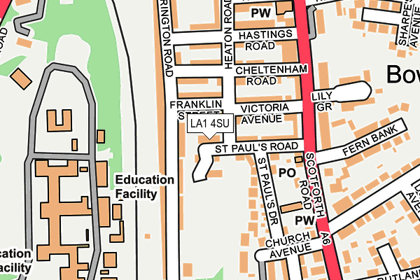 LA1 4SU map - OS OpenMap – Local (Ordnance Survey)