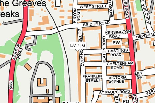 LA1 4TG map - OS OpenMap – Local (Ordnance Survey)