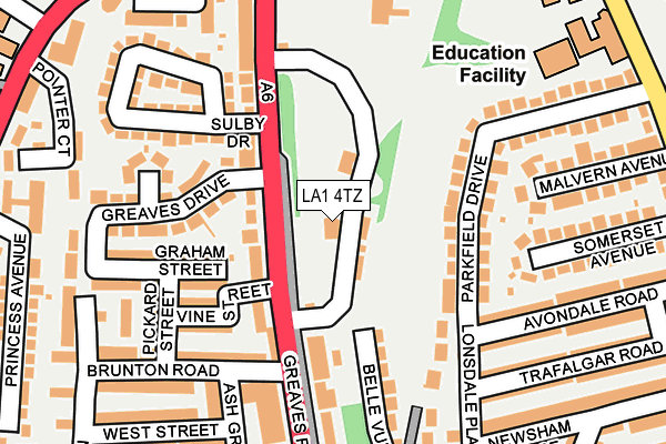 LA1 4TZ map - OS OpenMap – Local (Ordnance Survey)