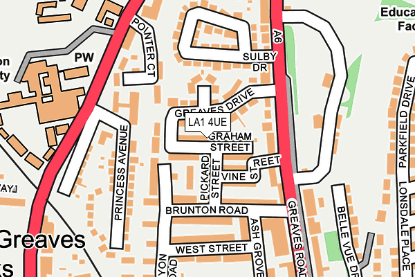 LA1 4UE map - OS OpenMap – Local (Ordnance Survey)