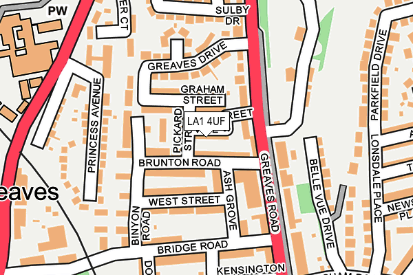 LA1 4UF map - OS OpenMap – Local (Ordnance Survey)