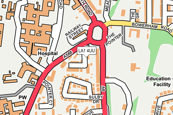LA1 4UU map - OS OpenMap – Local (Ordnance Survey)
