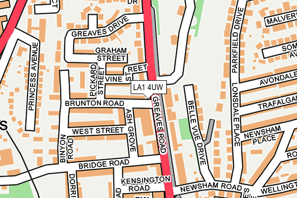 LA1 4UW map - OS OpenMap – Local (Ordnance Survey)