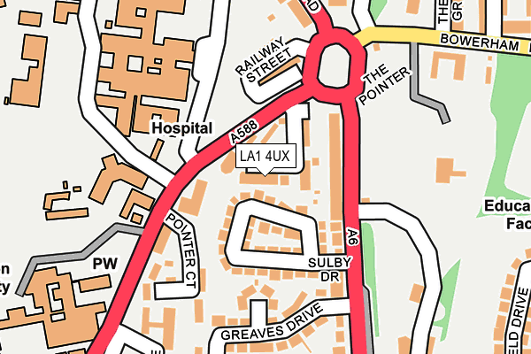 LA1 4UX map - OS OpenMap – Local (Ordnance Survey)