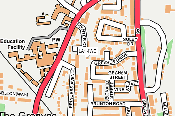 LA1 4WE map - OS OpenMap – Local (Ordnance Survey)