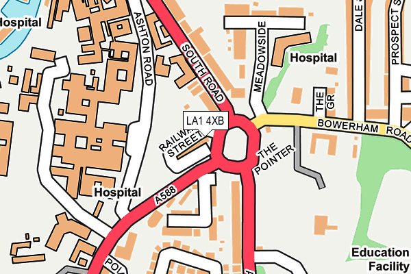 LA1 4XB map - OS OpenMap – Local (Ordnance Survey)