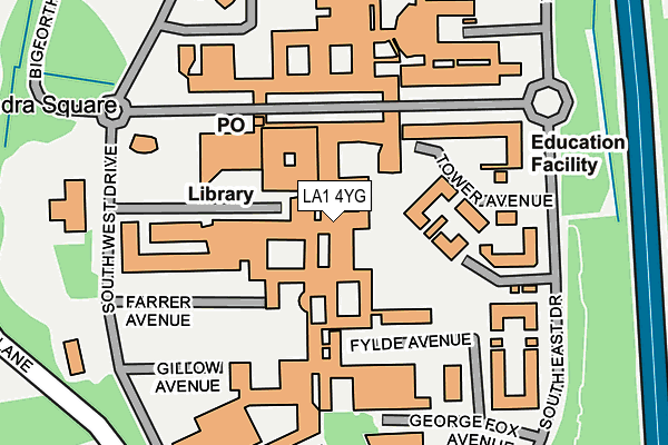LA1 4YG map - OS OpenMap – Local (Ordnance Survey)