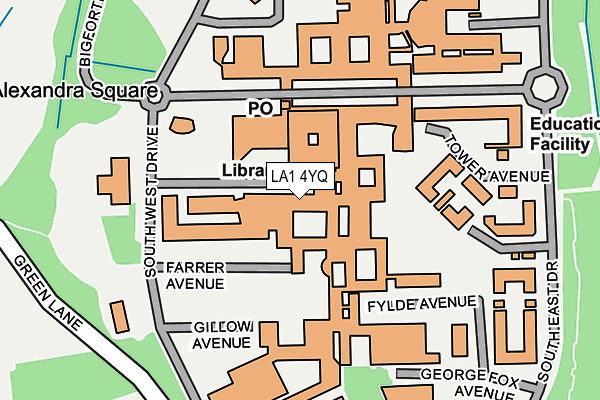 LA1 4YQ map - OS OpenMap – Local (Ordnance Survey)