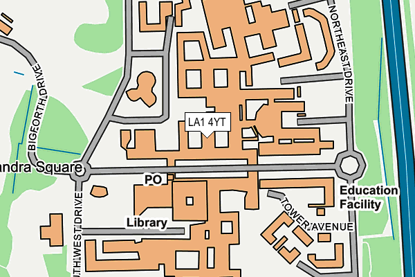 LA1 4YT map - OS OpenMap – Local (Ordnance Survey)