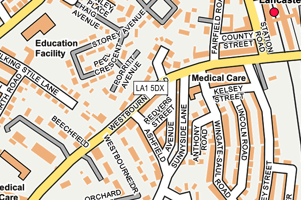 LA1 5DX map - OS OpenMap – Local (Ordnance Survey)