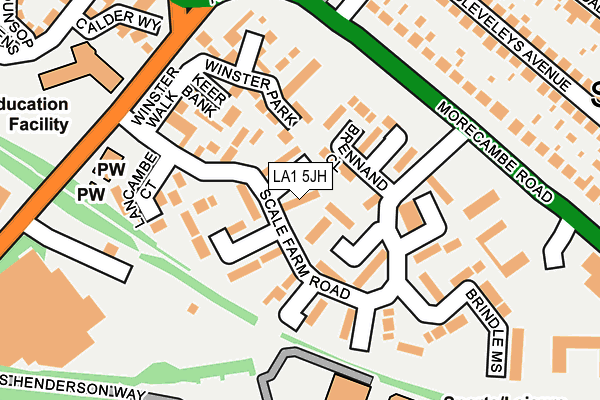 LA1 5JH map - OS OpenMap – Local (Ordnance Survey)
