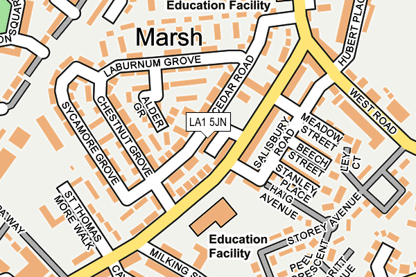 LA1 5JN map - OS OpenMap – Local (Ordnance Survey)