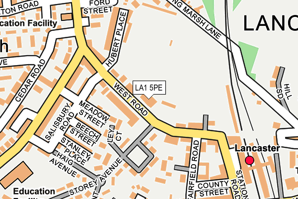 LA1 5PE map - OS OpenMap – Local (Ordnance Survey)