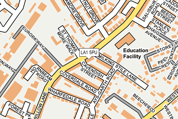 LA1 5PU map - OS OpenMap – Local (Ordnance Survey)
