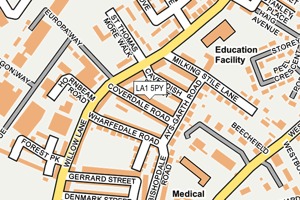 LA1 5PY map - OS OpenMap – Local (Ordnance Survey)