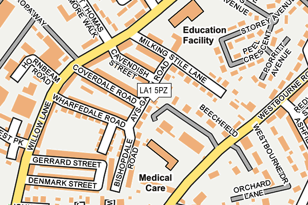 LA1 5PZ map - OS OpenMap – Local (Ordnance Survey)