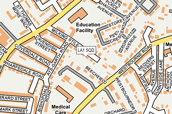 LA1 5QD map - OS OpenMap – Local (Ordnance Survey)
