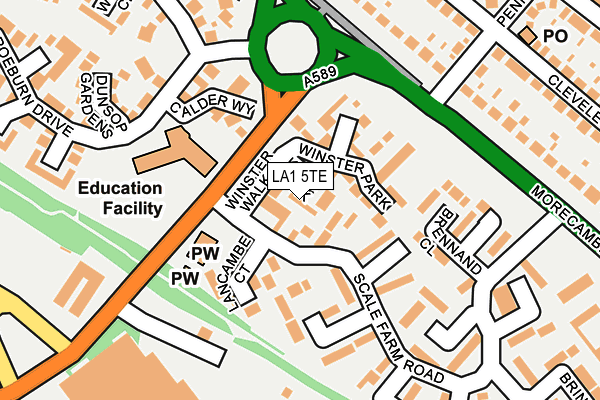 LA1 5TE map - OS OpenMap – Local (Ordnance Survey)