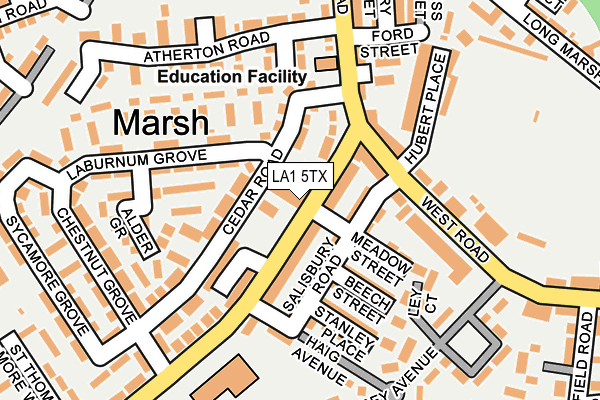 LA1 5TX map - OS OpenMap – Local (Ordnance Survey)