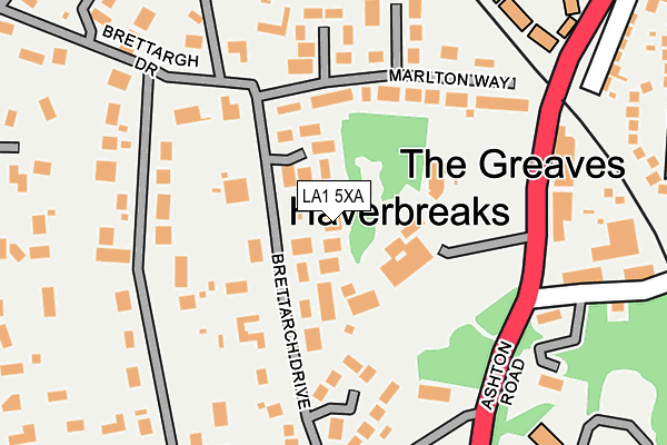 LA1 5XA map - OS OpenMap – Local (Ordnance Survey)