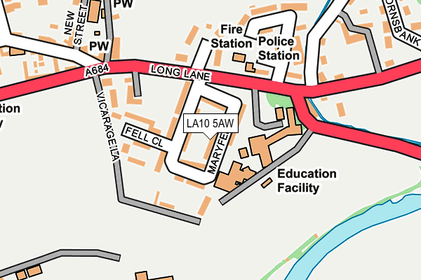 LA10 5AW map - OS OpenMap – Local (Ordnance Survey)