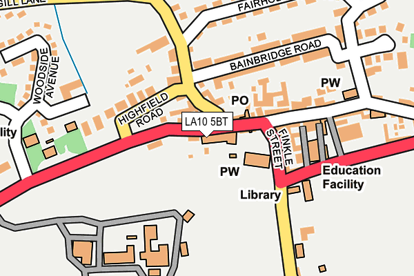 LA10 5BT map - OS OpenMap – Local (Ordnance Survey)