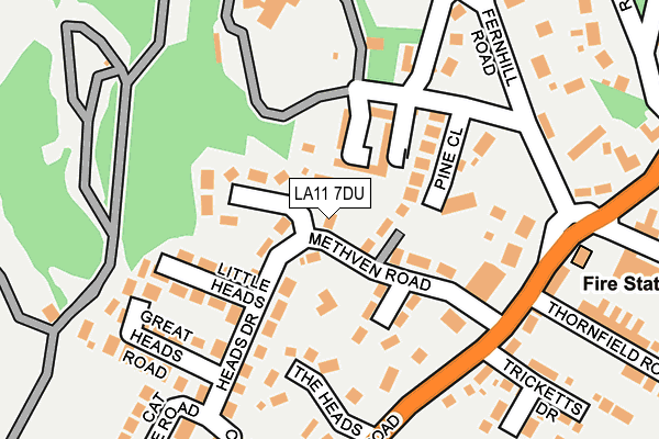 LA11 7DU map - OS OpenMap – Local (Ordnance Survey)