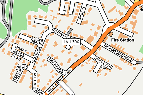LA11 7DX map - OS OpenMap – Local (Ordnance Survey)