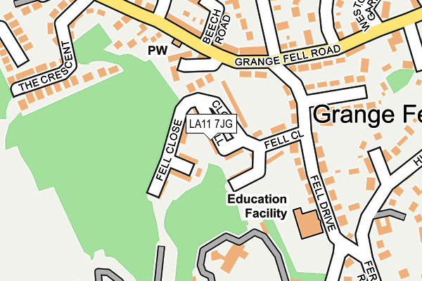 LA11 7JG map - OS OpenMap – Local (Ordnance Survey)