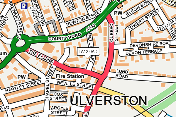 LA12 0AD map - OS OpenMap – Local (Ordnance Survey)