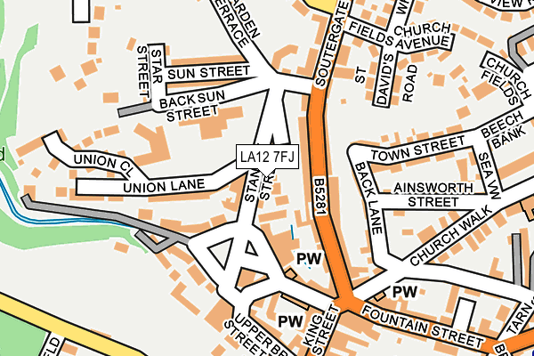 LA12 7FJ map - OS OpenMap – Local (Ordnance Survey)