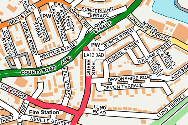 LA12 9AD map - OS OpenMap – Local (Ordnance Survey)