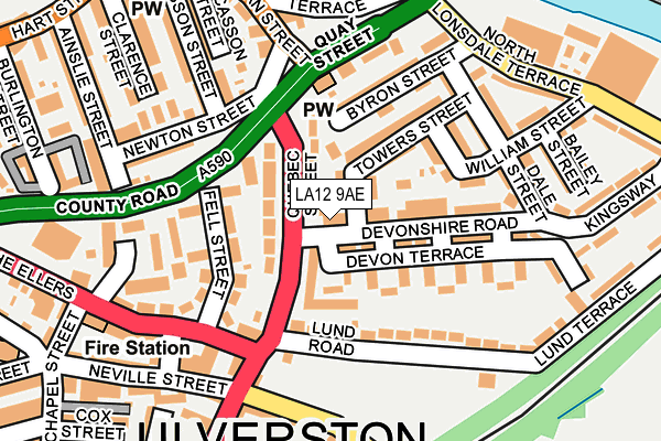 LA12 9AE map - OS OpenMap – Local (Ordnance Survey)